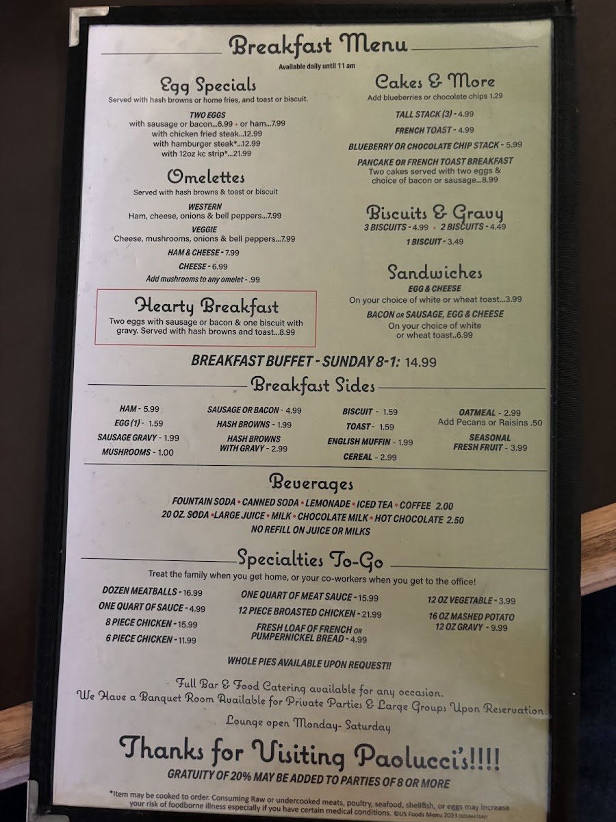 Paolucci Restaurant, Deli & Lounge Menu-3
